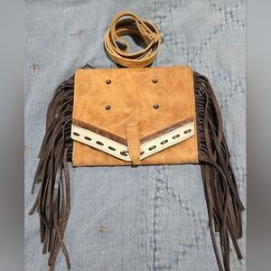 Pure Dixie Sunny Pouch Adjustable Crossbody with Fringe